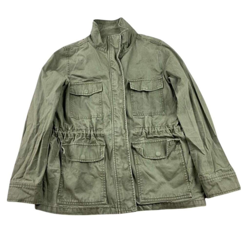Madewell Utility Field Jacket Women S Snap Zip Cargo Military 100% Cotton Green